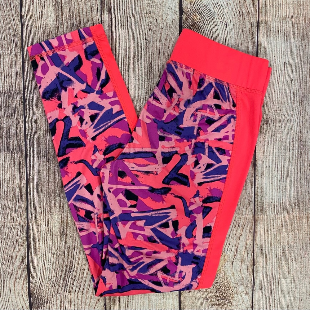 Girls Bright Multicolored Athletic Leggings